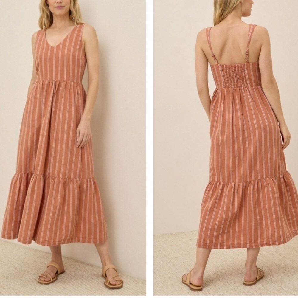 Pact Rust Striped Maxi Skirt Dress